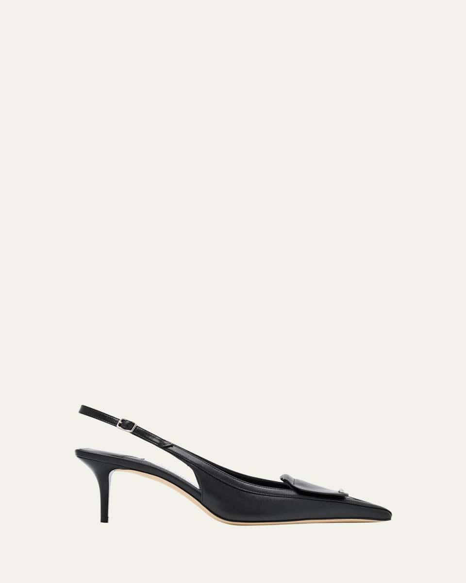 Frances Leather Fold Slingback Pumps